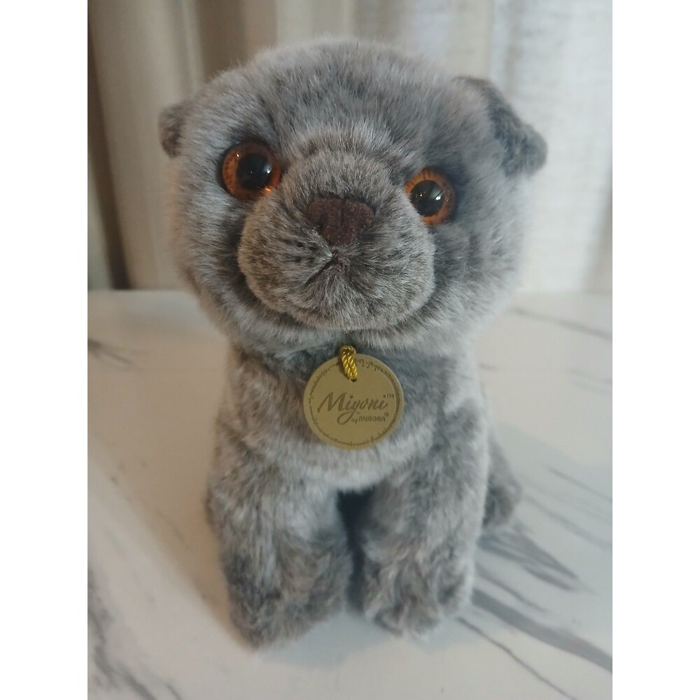 Aurora Miyoni Collection Gray Scottish Fold Kitten Plush Stuffed Animal